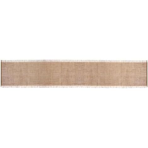 Mikasa Camino de Mesa en Yute Tejido, Beige, Camino de Mesa para Comidas Relajadas, 230 x 33cm, Protector de Mesa con Detalles Deshilachados