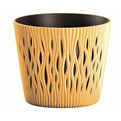 Maceta redonda de plastico Sandy Round en color mostaza 15,8 (largo) x 15,8 (ancho) x 13,8 (alto) cm (1/5)