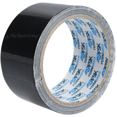 Ferrestock FSKTCT002 Rollo de cinta americana fácil de cortar, 3 capas para una mayor resistencia, no deja residuos, 50mm x 10m en color negro (1/5)