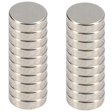 Ferrestock FSKNDC002 Ferrestock FSKNDC002 Pack de imanes redondos de neodimio (tierras raras) con una fuerza de sujeción super potente, fijación extra, 14x4 mm, 20 unidades