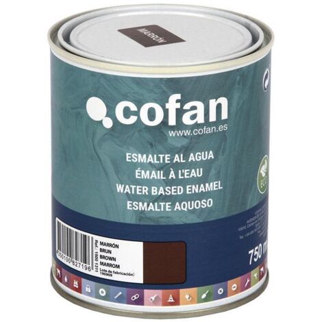 COFAN esmalte al agua (750 ml) marrón brillo , Esmalte al agua en una gran gama de colores disponibles. Está fabricado a base de dispersiones acrílicas de altas prestaciones. Es ap