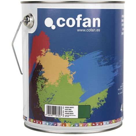 COFAN esmalte sintético (4 l) verde mayo , Esmalte sintético al disolvente disponible en una amplia gama de colores y tonalidades fabricado a base de resinas alquídicas. Buena esta