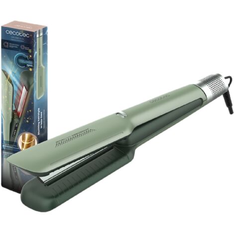 Cecotec Plancha de Pelo con Aire Air Lisse Olive. 600W, Protege el Cabello, Tecnología Iónica, Keratina y Aceite de Argán