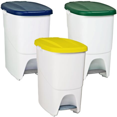 Denox Pack reciclaje Pedalbin Ecológico: 3 Contenedores de 25 litros en colores. Capacidad total 75 litros.