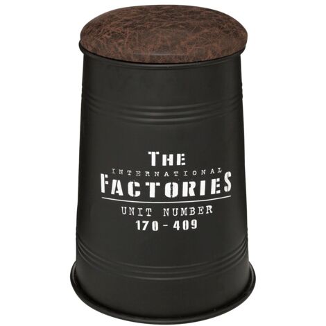 Puf de lataJoao metal y madera - negro - Atmosphera créateur d'intérieur
