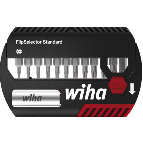 Wiha Juego de bits FlipSelector Standard de 25 mm TORX® Tamper Resistant (con taladro), de 13 unid., de 1/4" C6,3 (39037) (1/4)