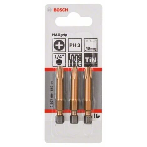 BOSCH 2607001553 Punta de atornillar Max Grip PH 3, 49 mm (1/2)