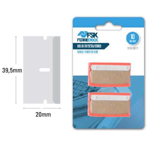 Hojas raspador vidrio ferrestock glass scraper blades 39,5 mm 10 uds (1/3)