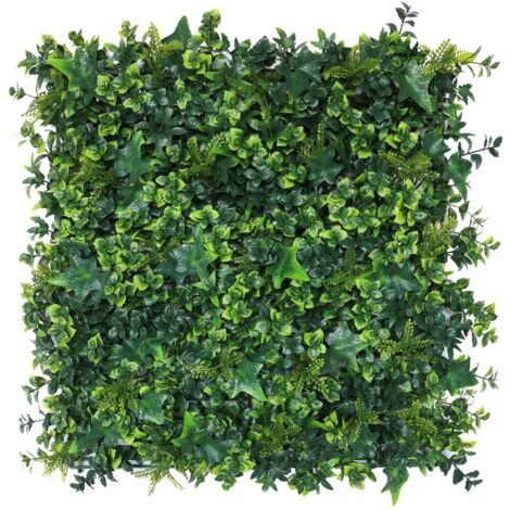 WellHome Seto Artificial 100x100cm, Jardin vertical de hojas Verdes Mixtas (1/5)