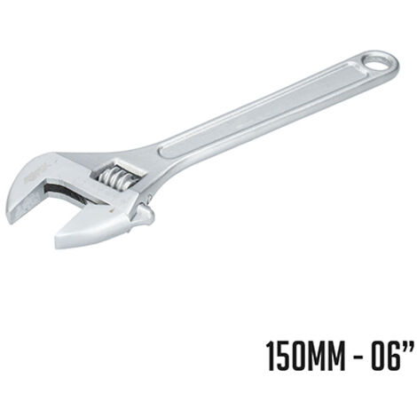 Ferrestock FSKLLA006 llave inglesa de 6", fabricada en acero al carbono con acabado satinado, mordaza milimetrada, 150mm