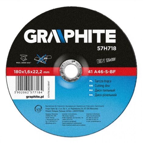 Disco de corte Graphite 57h718 180 mm 1.6 mm (1/2)