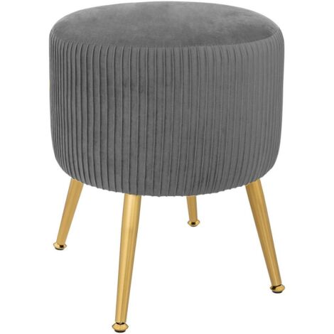 Taburete 'Solaro' gris en terciopelo plisado - Atmosphera créateur d'intérieur