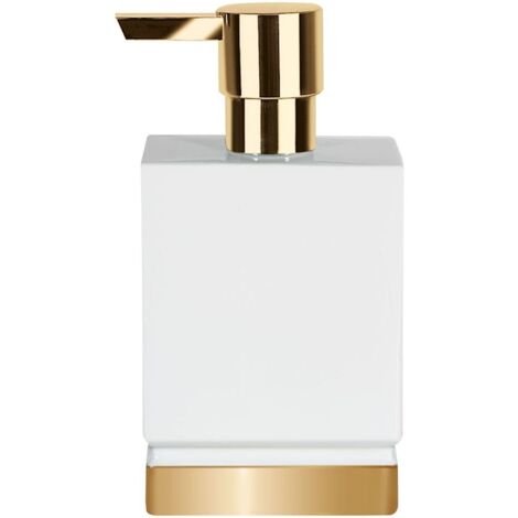 Dispensador de jabón de porcelana ROMA blanco y dorado Spirella (1/3)