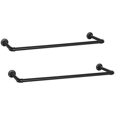 Conjunto de 2 perchas murales negras para ropa - L92 x P30 cm (1/5)