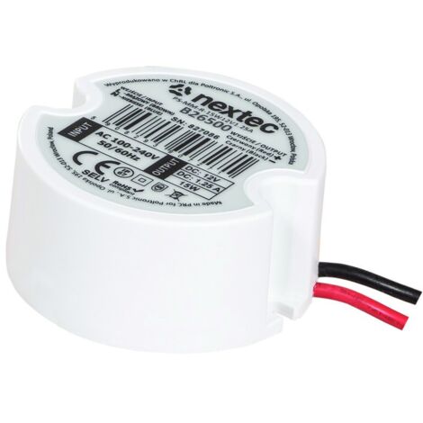 Fuente de alimentación LED, mini redonda, empotrada, IP67 / 15W / 1,25A / 12V / 100-240V (1/4)