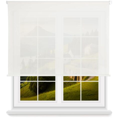 WellHome Estor enrollable translúcido con cadena PVC, 120x180cm Blanco roto (1/5)