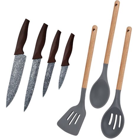Set de cuchillos de cocina San Ignacio daimiel revestimiento mármol mango madera (1/5)