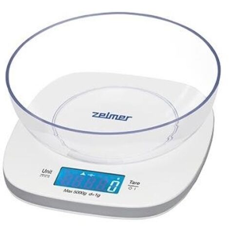 Zelmer ZKS1450 - Báscula digital de cocina, 1 g a 5 kg, con función tara, pantalla LCD (1/5)
