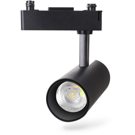 Aigostar - Foco de carril LED Trifásico Negro, 15W, 4000K luz neutra , 1200lm, ángulo de haz de 24 °. Focos giratorios para interiores. Uso profesional: tiendas, galerías etc. o vivienda particular. (1/5)