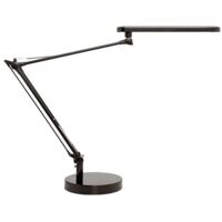 Lampara de escritorio unilux mambo led 5,6w doble brazo articulado abs y aluminio negro base 19 cm diametro