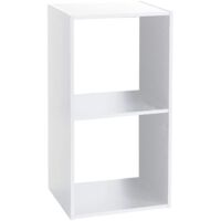 Estantería madera 2 estantes mezcla natural blanco