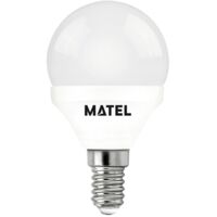 Bombilla LED Esférica E14 6W Fría Matel