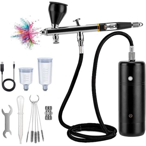 Kit de compresseur d'aérographe portable sans fil avec pulvérisateur de peinture, ensemble d'aérographe polyvalent, kit de pulvérisation de peinture avec chargement USB for le maquillage, les loisirs