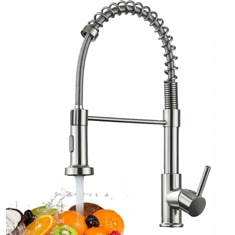 Robinet de cuisine à bec pivotant flexible, finition chromée brillante, robinet de lavabo (1/5)