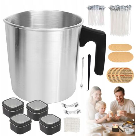 KIT DE FABRICATION DE BOUGIES CRÉATIVES AVEC BOÎTES, AGITEUR ET MÈCHES (1/5)