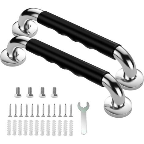 2 Pcs Barre d'Appui WC, Barre de Douche Antidérapante, 33 cm Barres d'appui Salle de Bain, Poignée Douches en Acier Inoxydable (1/5)