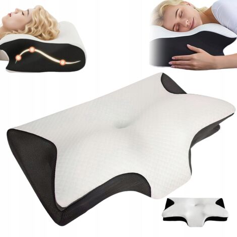 Oreiller cervical ergonomique en mousse à mémoire de forme pour soulager les douleurs cervicales, motif papillon