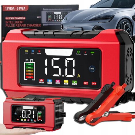 Chargeur de batterie de voiture automatique 12V/24V avec fonction de réparation (1/5)