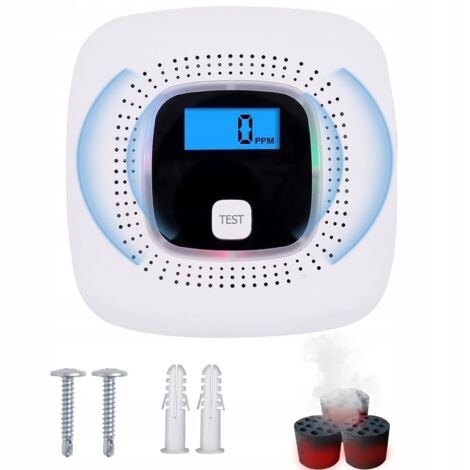 Détecteur de monoxyde de carbone (CO) avec alarme sonore 85 dB, 3 piles AAA et écran LCD. (1/5)
