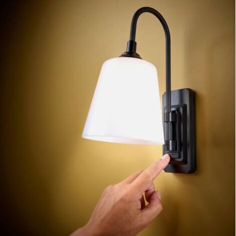 Applique Murale Hôtel Noire, Applique Murale Intérieure LED, Applique Murale Batterie Sans Fil USB Rechargeable Couloir Allée (1/5)