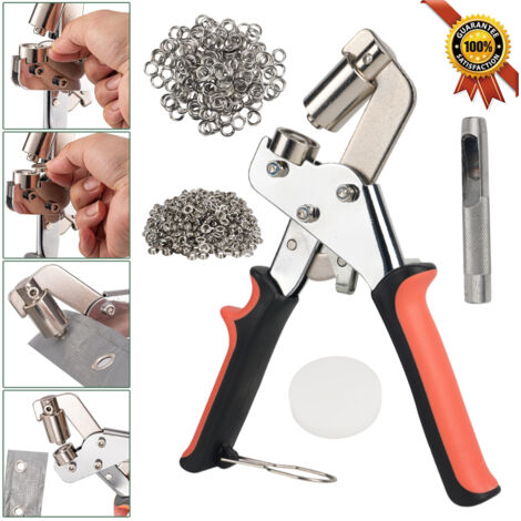 Pince à œillets avec 500 Pièces (Ø intérieur 10 mm) œillets en Métal,Ensemble Professionnel de Perforateur d'œillets pour Cuir Tissu Bâche Rideau PVC (1/5)