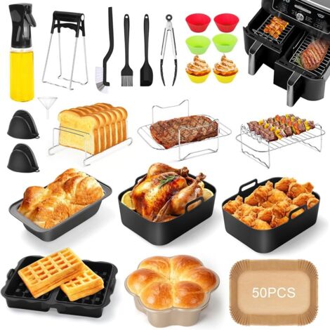 Moule Silicone Air Fryer pour Ninja AF400EU AF300EU, Accessoire Air Fryer Ninja, Ninja Double Stack XL Air Fryer Accessoires avec Grille Air Fryer, Moule à Gâteau