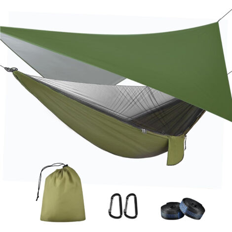 Hamac 290 x 140 cm avec Moustiquaire et Bâche Respirant Léger de – 200 kg Capacité de Charge Hamac d'extérieur Nylon Hamac (1/5)