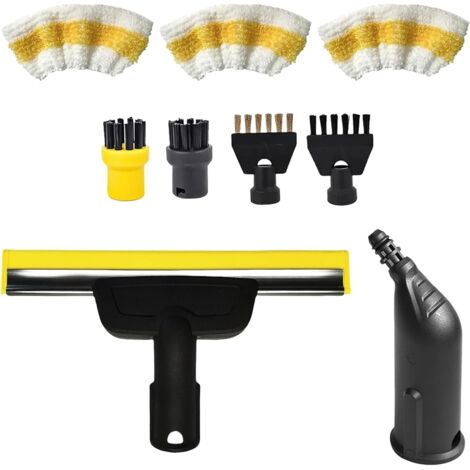 9 Pièces Cleaner Accessoires pour Kärcher SC1 SC2 SC3 SC4 SC5, Brosse Plate, Buse Courbe, Brosse Ronde, Ensemble de Nettoyage Professionnel, Adapté à Tous les Scénarios (Noir) (1/5)