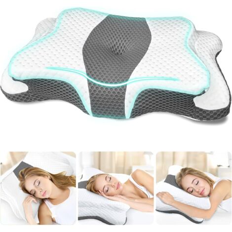 oreillers cervicaux pour soulager la douleur pour le cou et les épaules, oreiller de piercing d'oreille en mousse à mémoire de forme, oreiller orthopédique ergonomique pour le cou, oreiller (1/5)