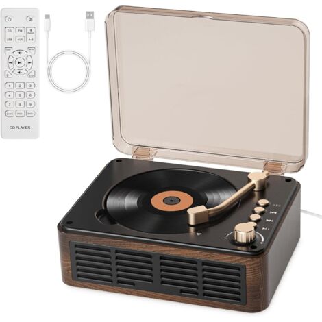Lecteur CD avec Enceintes Son Stéréo HiFi, Lecteur de CD Vintage Bluetooth pour la Maison
