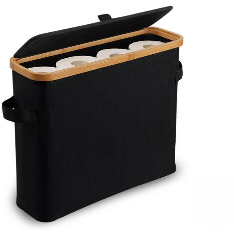 Boite Rangement Papier Toilette, Panier à Papier hygiénique, Corbeille porte-papier toilette de Rangement de Bambou (1/5)