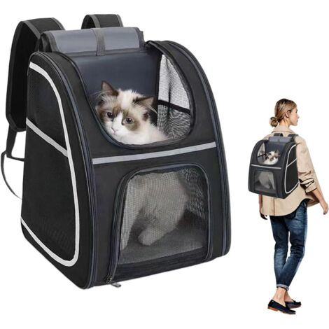 Sac à dos de transport pour chat et animal domestique, sac de voyage pour animal domestique, sac de voyage avec design respirant et tête extérieure