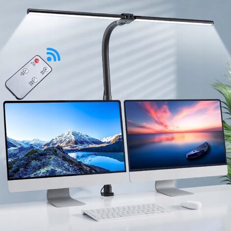 Lampe de Bureau LED Puissante, Dimmable Lampe Architecte à Pince, 5 Modes de Couleur, Protection Yeux Lumière Bureau Tactile Contrôle pour PC Travail, Étude, Noir (1/5)