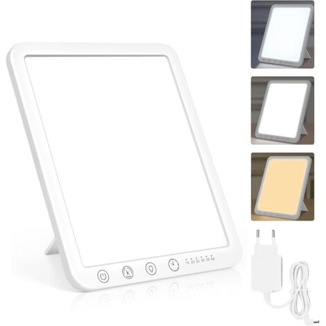 Lampe de Luminothérapie 15000 Lux, Simulation de la Lumière du Jour, Lampe à Lumière du Jour Compacte avec 3 Températures de Couleur, 5 Niveaux de Luminosité et 6 Minuterie, Fonction de Mémoire
