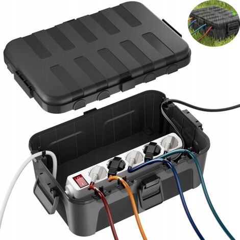 Boîte Protection Étanche IP54 Extra – Pour Multiprise Extérieure, Org. Câbles , Résistante UV/Pluie/Gel