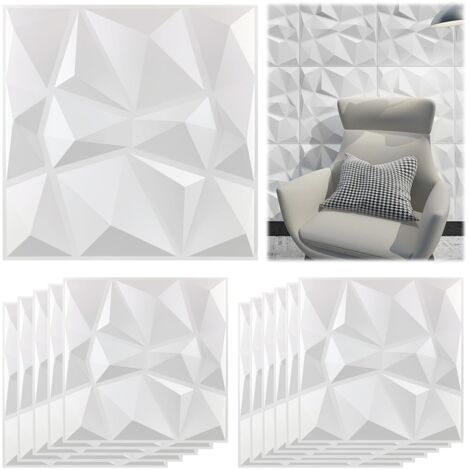 Lot de 12 panneaux muraux 3D - Plaque en PVC - Panneaux muraux 3D - Revêtement de façade - Panneaux de plafond - Panneaux muraux de jeu - Papier peint pour salon, chambre à coucher