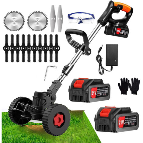 Coupe-bordure à batterie 21V avec 2 batteries 2,6Ah – Chargeur inclus – Moteur en cuivre pur – Coupe nette pour terrains difficiles