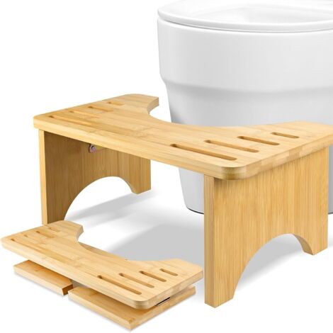 Tabouret de toilette en bambou - Pliable - Sain et portable - Ergonomique - Pour salle de bain - Pour lutter contre la constipation, les ballonnements et l'élimination confortable (1/5)