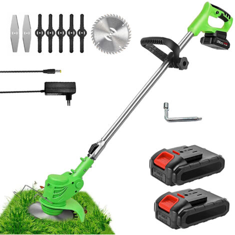 Coupe-bordure à batterie avec 2 batteries 2.0Ah – Chargeur rapide inclus – Moteur 800W – Longueur réglable 82-118cm – Pour espaces difficiles d'accès