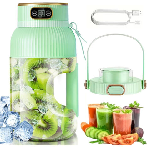 Presse-agrumes Portable,Mixeur a Jus de 1200 Ml avec Affichage Numérique,Rechargeable par USB pour Cuisine,Voyage,Bureau,Salle de Sport (1/5)